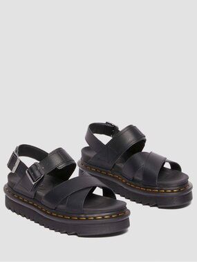 Voss II Dr. Martens Cross Strap Sandals Women’s Docs Black Leather